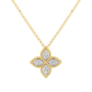 Roberto Coin Princess Flower 18ct Yellow Gold And 0.18ct Diamond Pendant