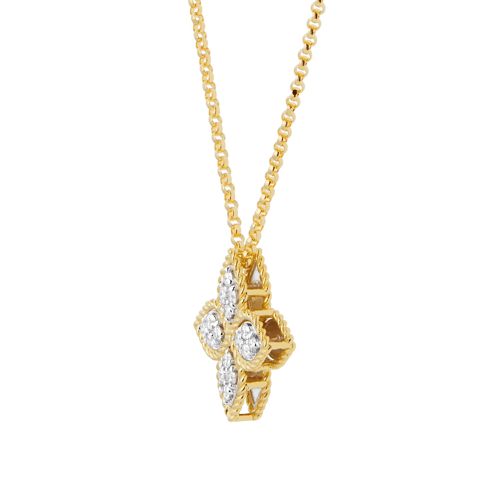 Roberto Coin Princess Flower 18ct Yellow Gold 0.18ct Diamond Pendant Necklace Roberto Coin Princess Flower 18ct Yellow Gold 0.18ct Diamond Pendant Necklace