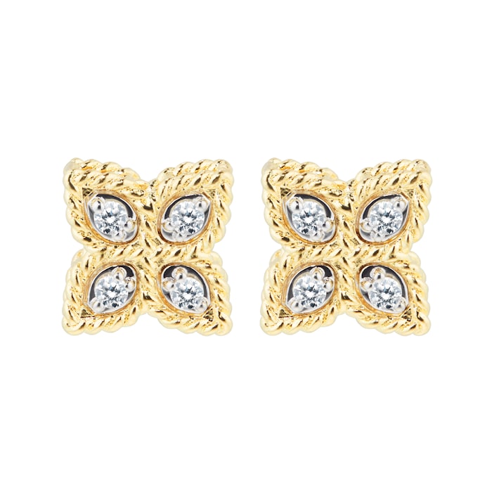 Roberto Coin Princess Flower 18ct Yellow and White Gold 0.096ct Diamond Stud Earrings