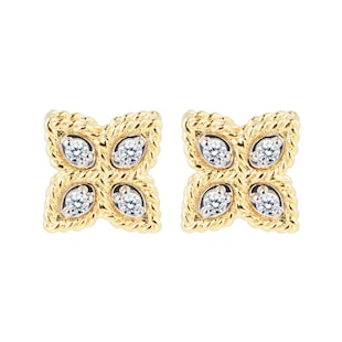 Roberto Coin Princess Flower 18ct Yellow and White Gold 0.096ct Diamond Stud Earrings