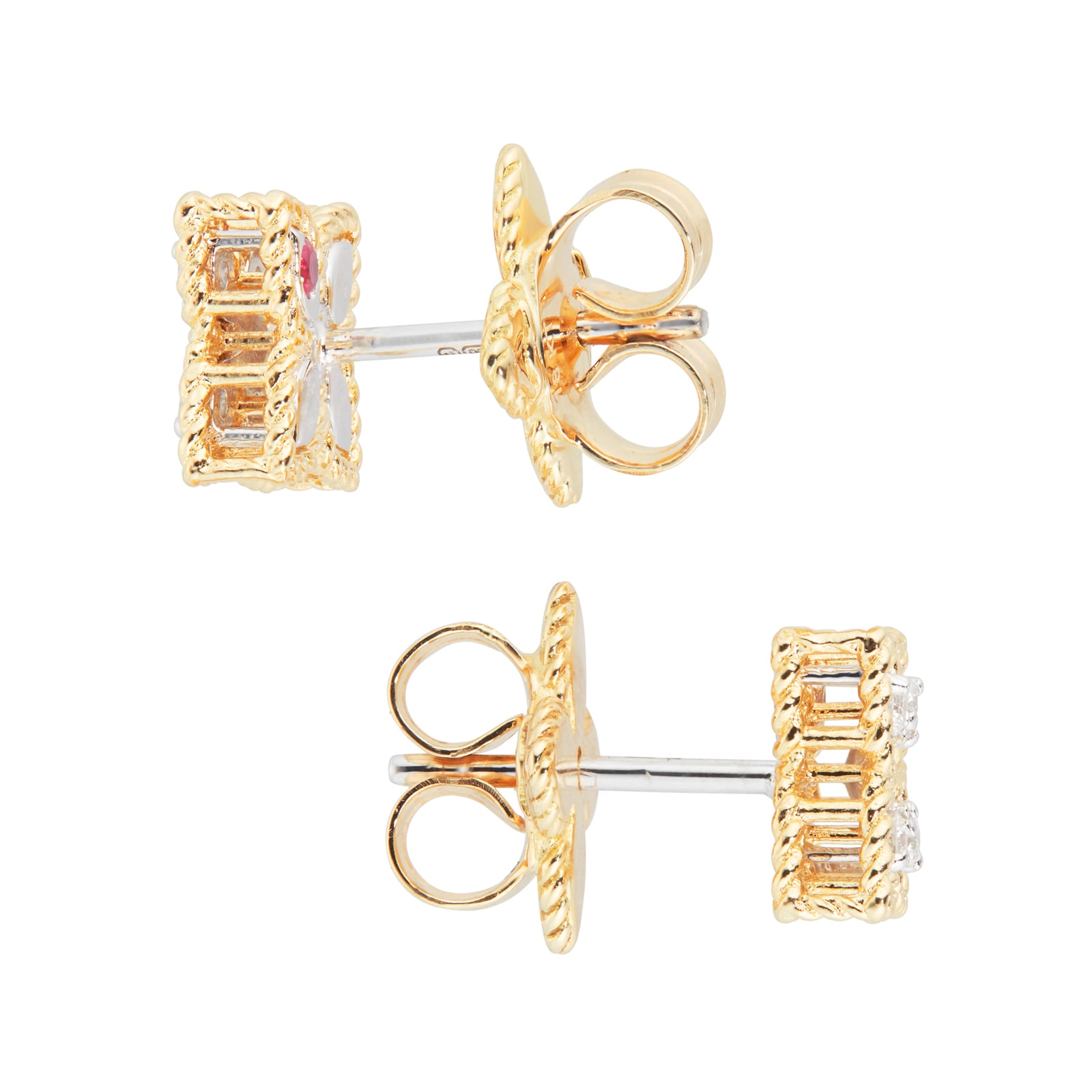 Roberto Coin Princess Flower 18ct Yellow & White Gold 0.09ct Diamond Stud Earrings Roberto Coin Princess Flower 18ct Yellow & White Gold 0.09ct Diamond Stud Earrings