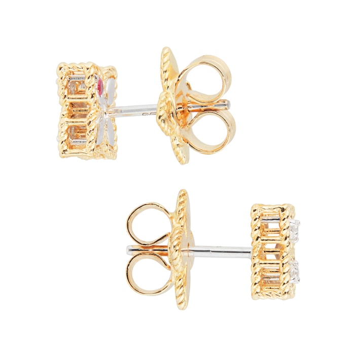 Roberto Coin Princess Flower 18ct Yellow and White Gold 0.096ct Diamond Stud Earrings