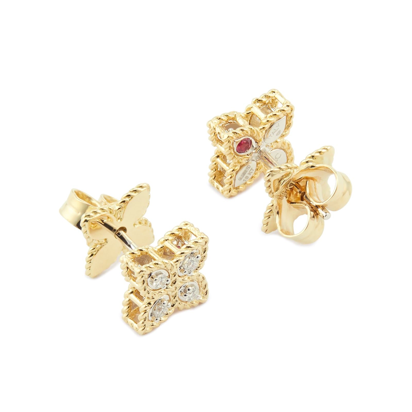 Roberto Coin Princess Flower 18ct Yellow & White Gold 0.09ct Diamond Stud Earrings Roberto Coin Princess Flower 18ct Yellow & White Gold 0.09ct Diamond Stud Earrings