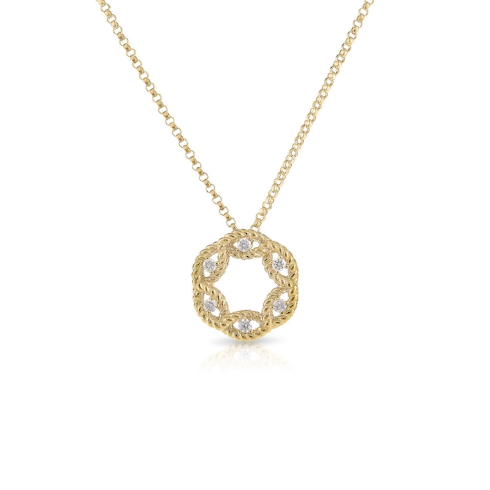 Roberto Coin New Barocco 18ct Yellow Gold 0.14ct Diamond Pendant