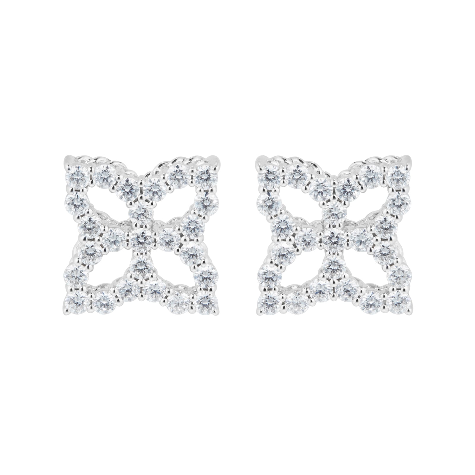 Princess Flower White Gold 0.31ct Diamond Stud Earrings