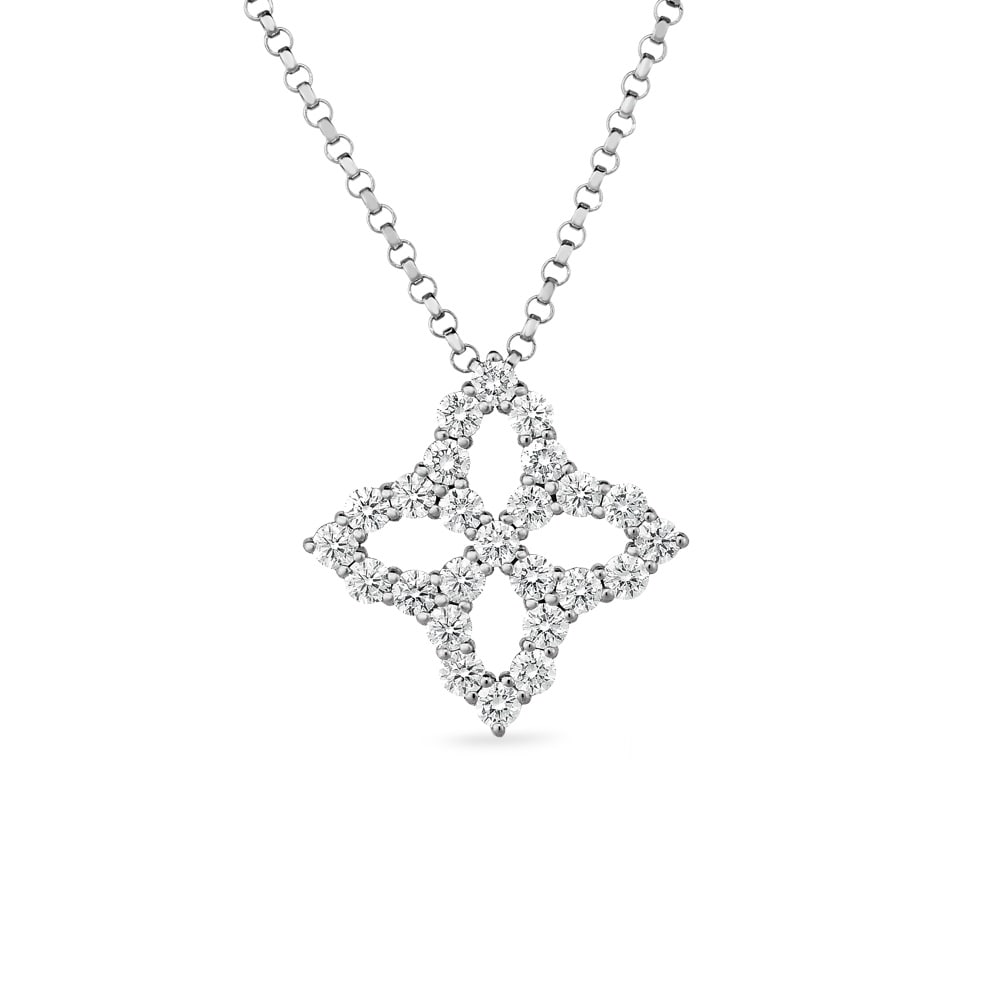 Princess Flower White Gold 0.15ct Diamond Pendant