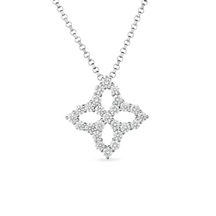 Roberto Coin Princess Flower White Gold 0.15ct Diamond Pendant