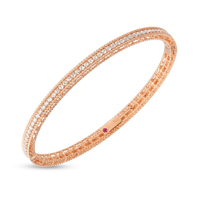 Roberto Coin 18k Rose Gold Symphony Princess Oval Diamond Bangle ...