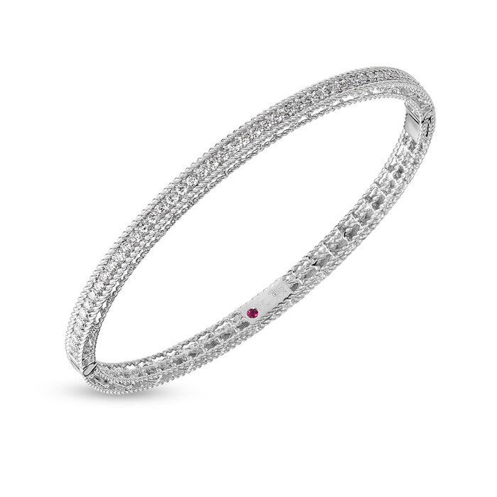 Roberto Coin 18k White Gold Symphony Princess Oval Diamond Bangle