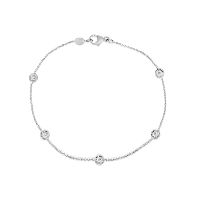 Roberto Coin 18K White Gold Diamond By The Inch 5 Station Bracelet