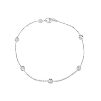 Roberto Coin 18K White Gold Diamond By The Inch 5 Station Bracelet