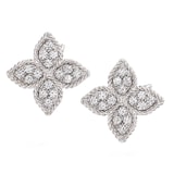Roberto Coin 18k White Gold Princess Flower Medium Diamond Stud Earrings