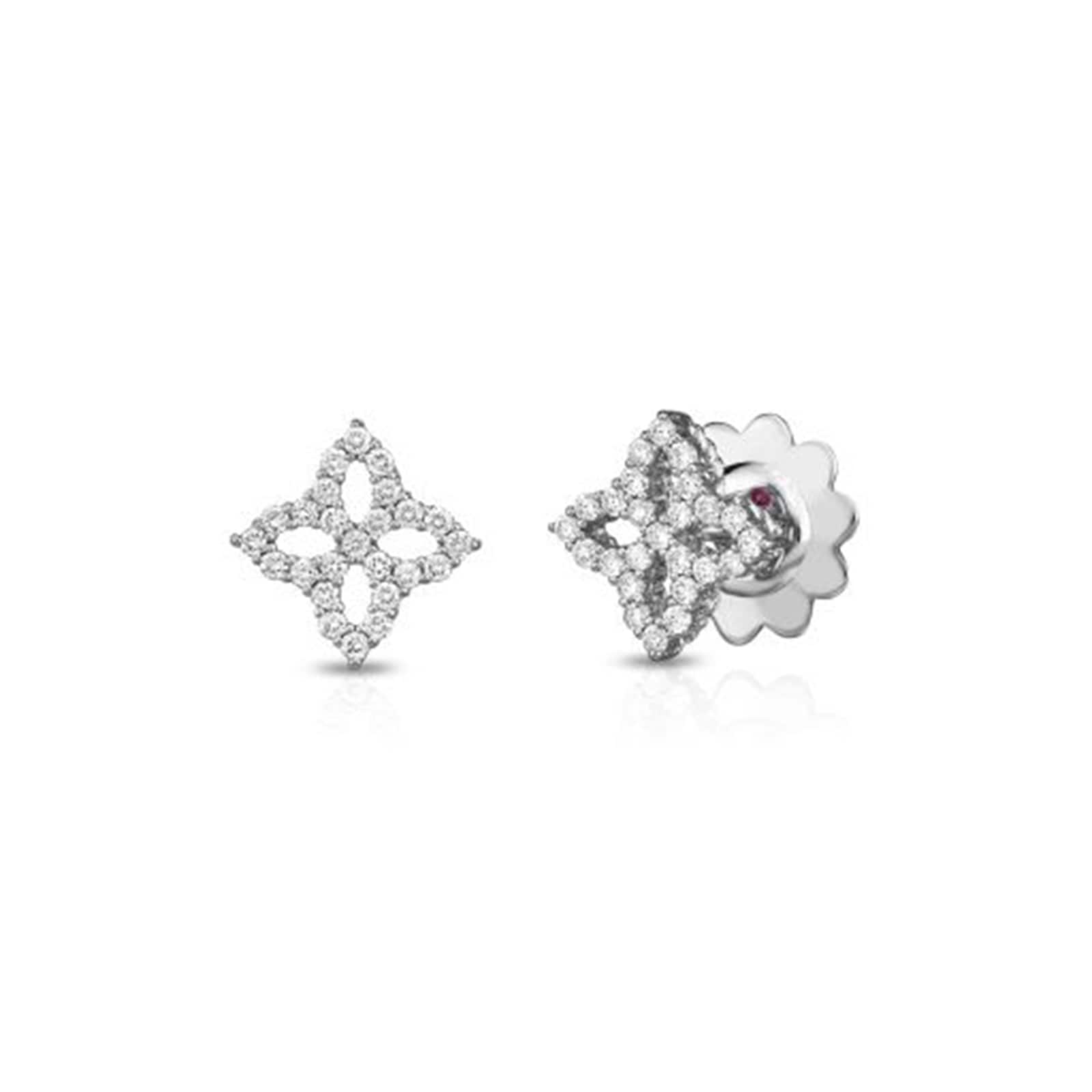 Roberto Coin 18k White Gold 0.32cttw Diamond Princess Flower Small Open Stud Earrings