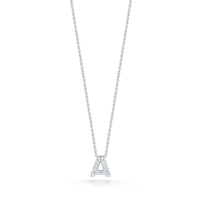 Roberto Coin 18k White Gold 0.06cttw Diamond Tiny Treasures Love Letter 'A' Necklace 18"