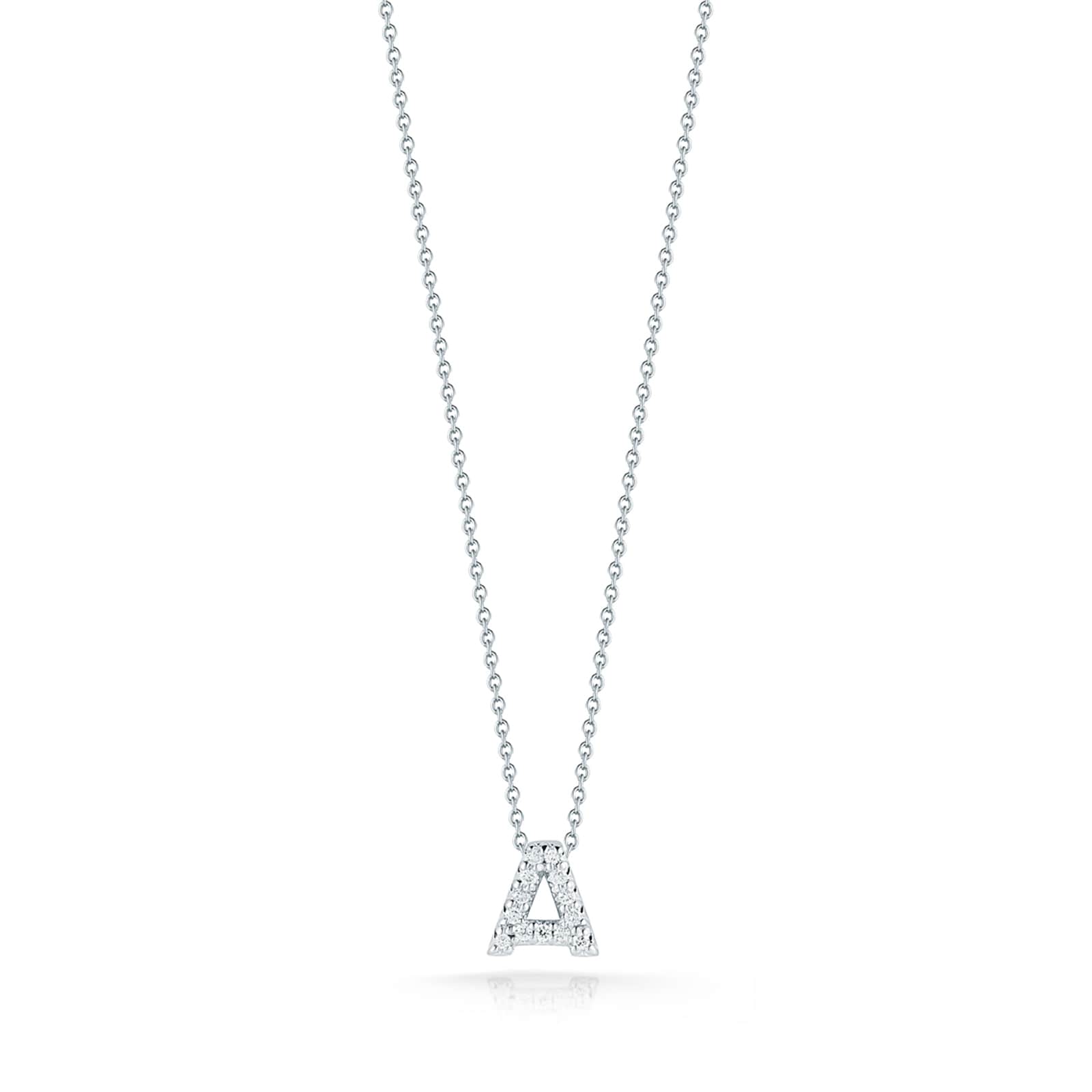 Roberto Coin 18k White Gold 0.06cttw Diamond Tiny Treasures Love Letter 'A' Necklace 18"