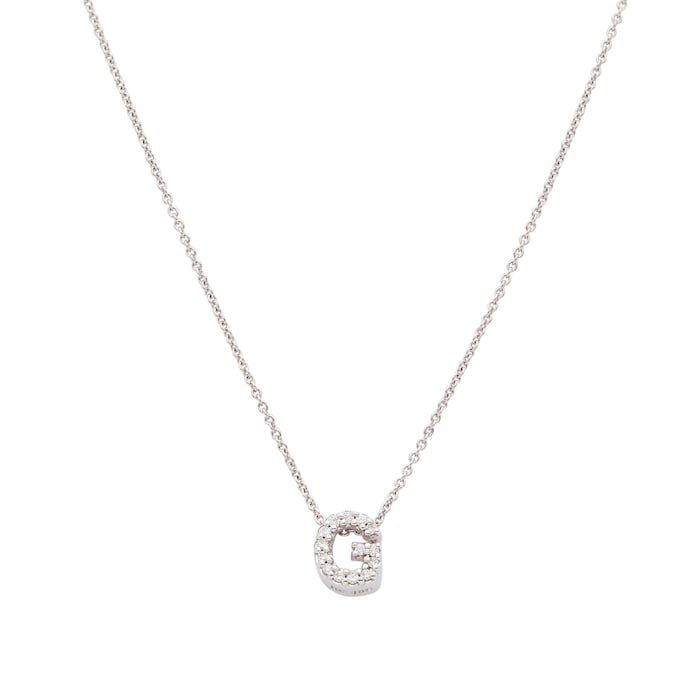 Roberto Coin 18k White Gold 0.06cttw Diamond Tiny Treasures Love Letter 'G' Necklace 18"