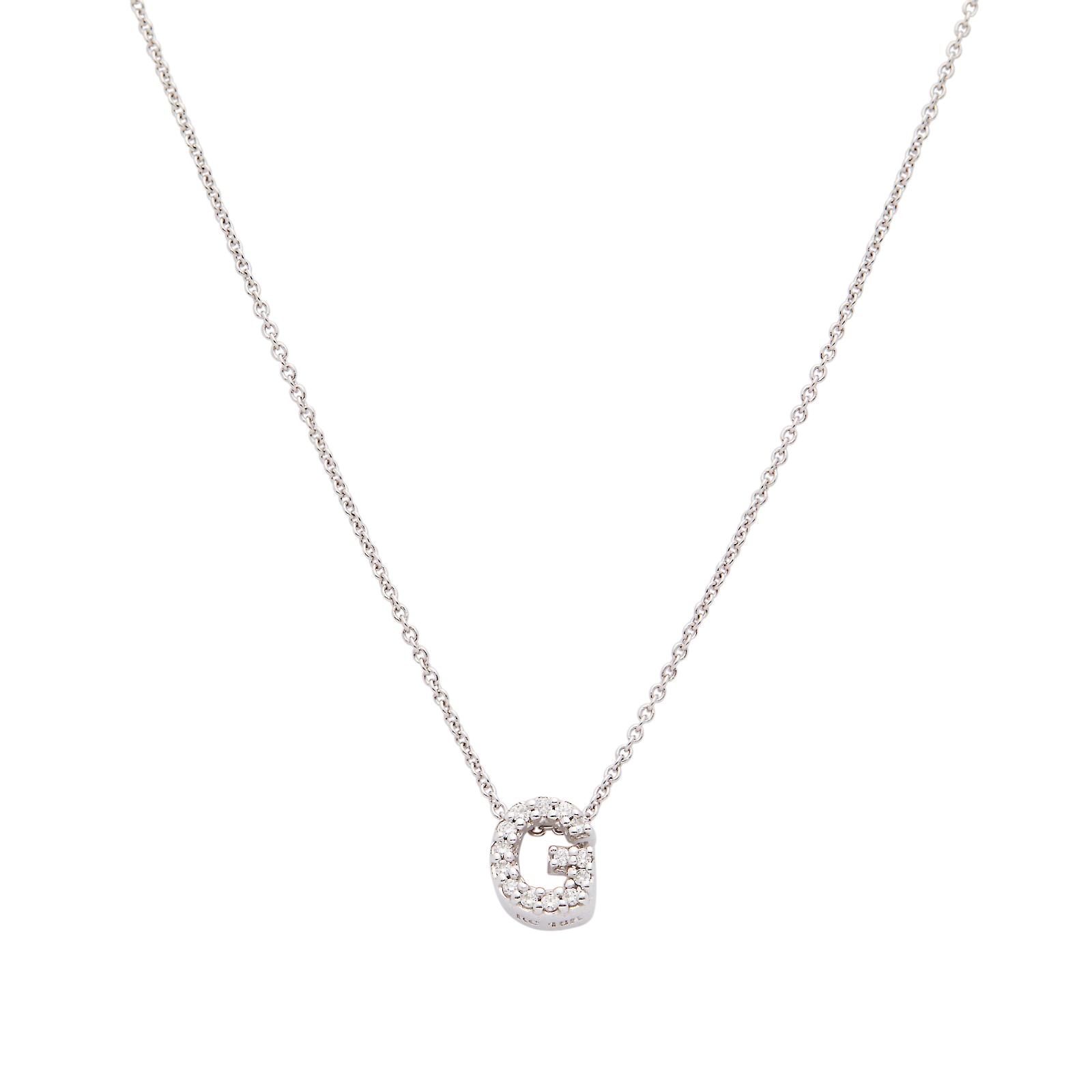 Roberto Coin 18k White Gold 0.06cttw Diamond Tiny Treasures Love Letter 'G' Necklace 18"