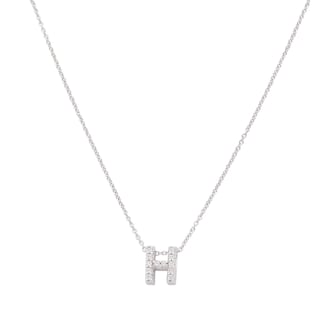 Roberto Coin 18k White Gold 0.06cttw Diamond Tiny Treasures Love Letter 'H' Necklace 18"