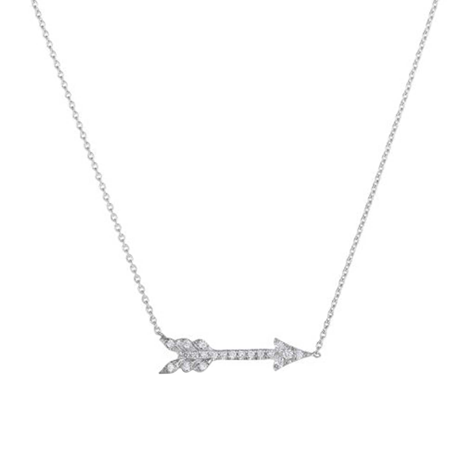 Roberto Coin 18k White Gold 0.09cttw Diamond Tiny Treasures Arrow Necklace 18"