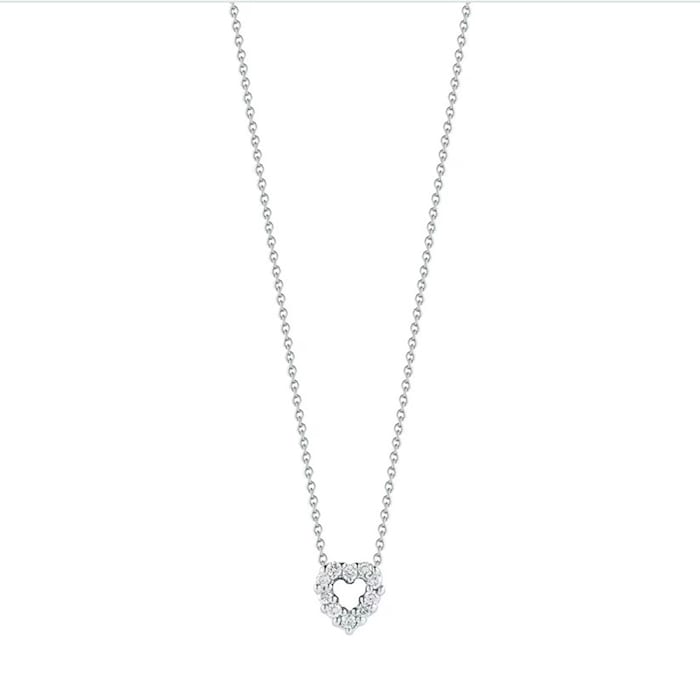 Roberto Coin 18k White Gold 0.11cttw Diamond Tiny Treasures Heart Necklace 18"