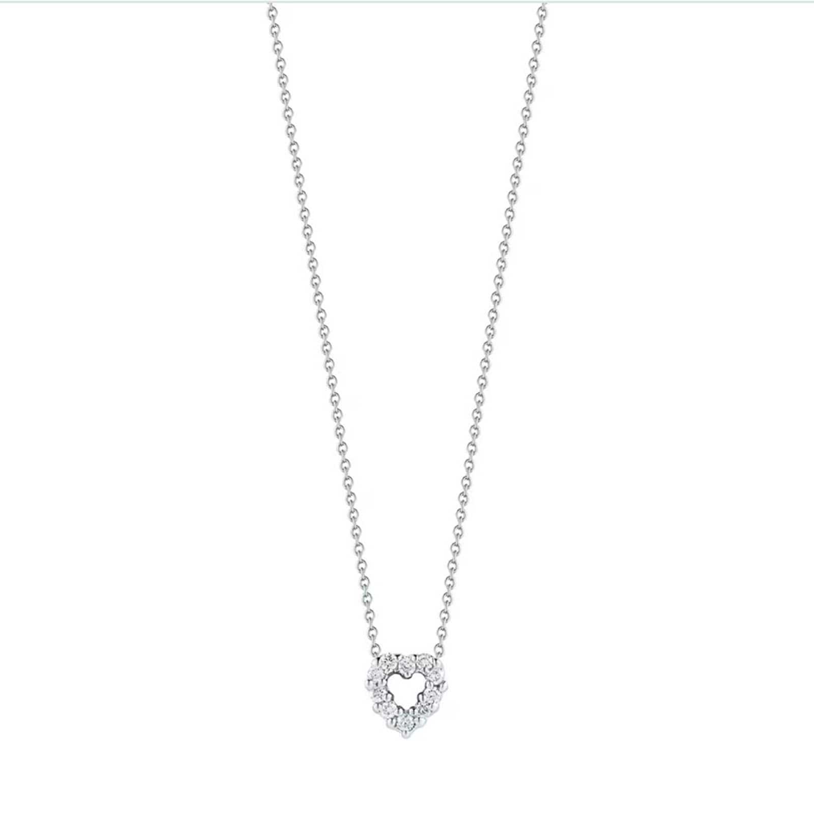 Roberto Coin 18k White Gold 0.11cttw Diamond Tiny Treasures Heart Necklace 18"