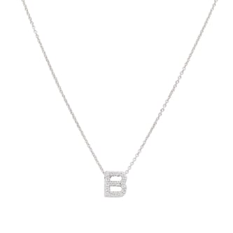 Roberto Coin 18k White Gold 0.08cttw Diamond Tiny Treasures Love Letter 'B' Necklace 18"