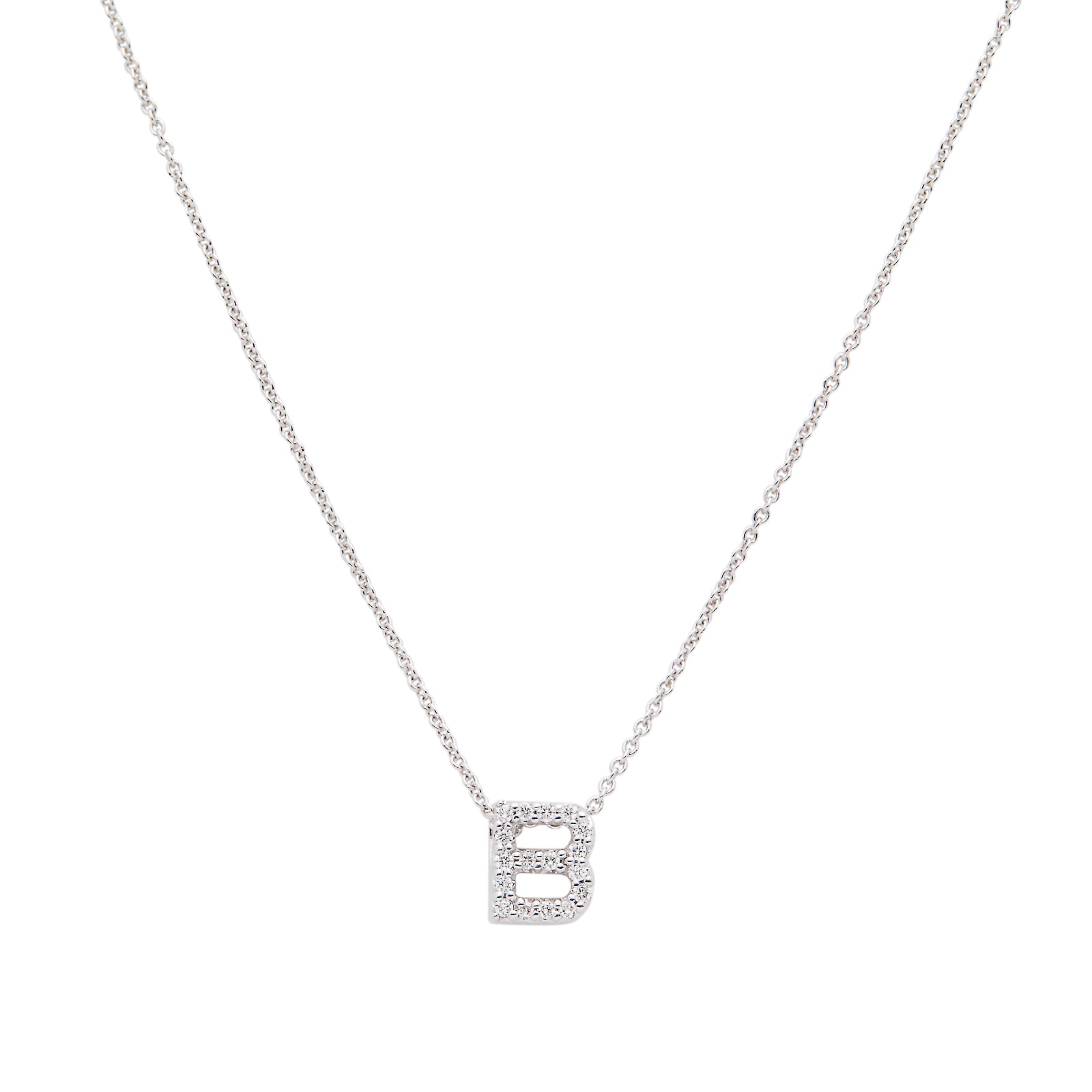 Roberto Coin 18k White Gold 0.08cttw Diamond Tiny Treasures Love Letter 'B' Necklace 18"