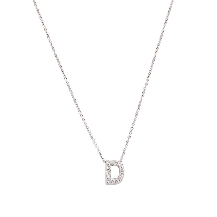 Roberto Coin 18k White Gold 0.06cttw Diamond Tiny Treasures Love Letter 'D' Necklace 18"