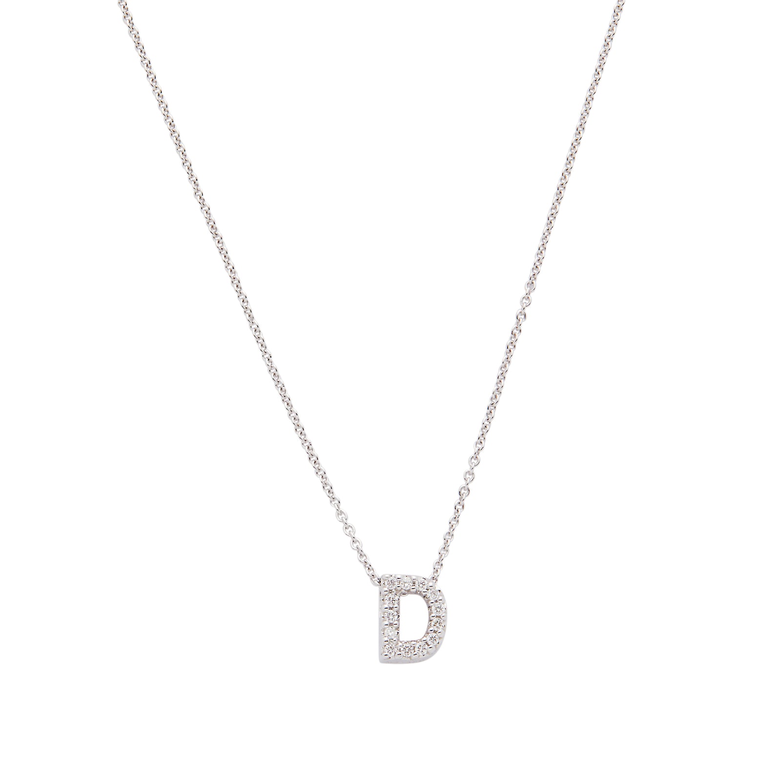 Roberto Coin 18k White Gold 0.06cttw Diamond Tiny Treasures Love Letter 'D' Necklace 18"