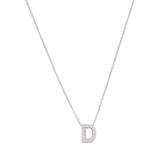 Roberto Coin 18k White Gold 0.06cttw Diamond Tiny Treasures Love Letter 'D' Necklace 18"