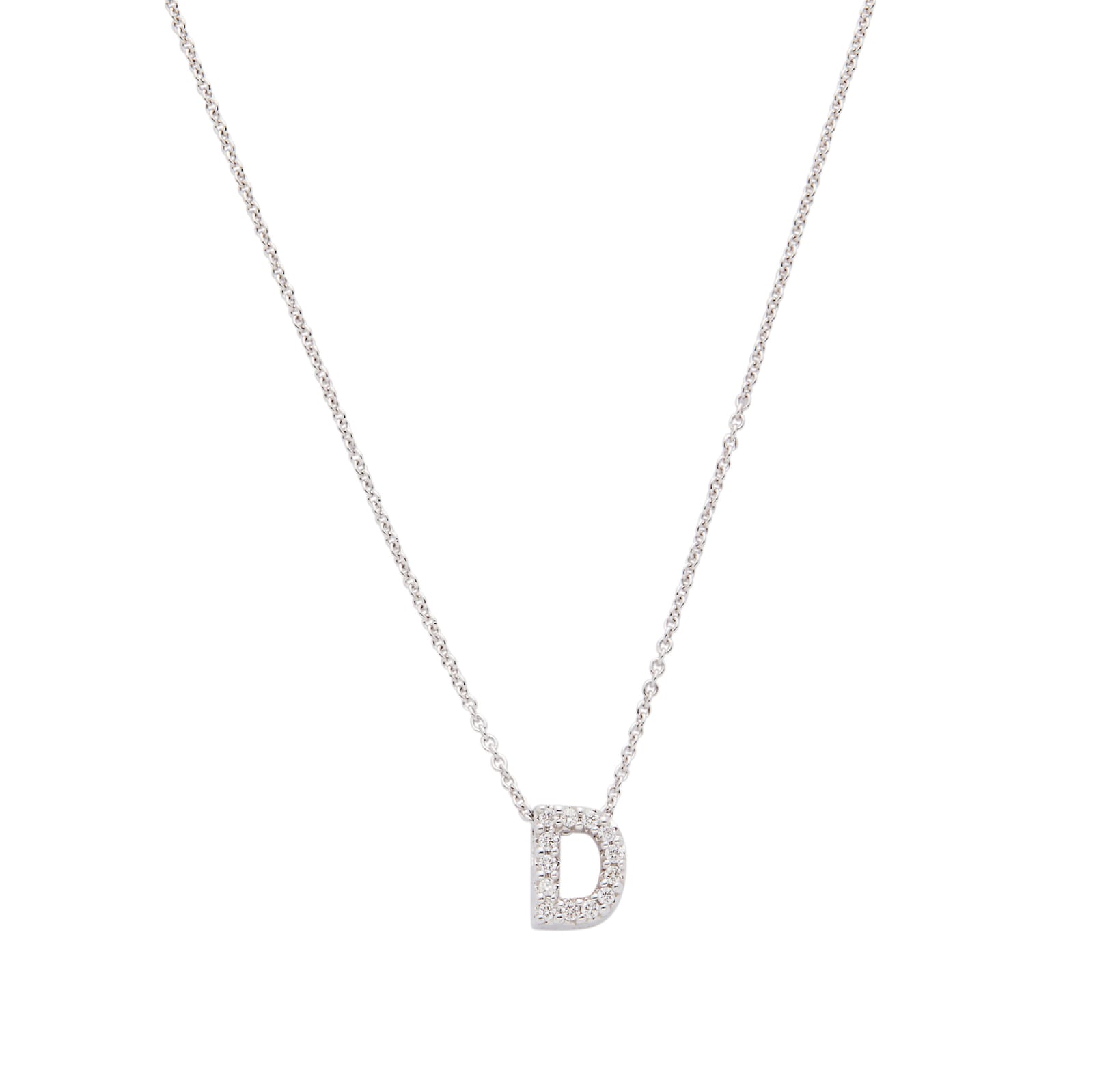 Roberto Coin 18k White Gold 0.06cttw Diamond Tiny Treasures Love Letter 'D' Necklace 18"