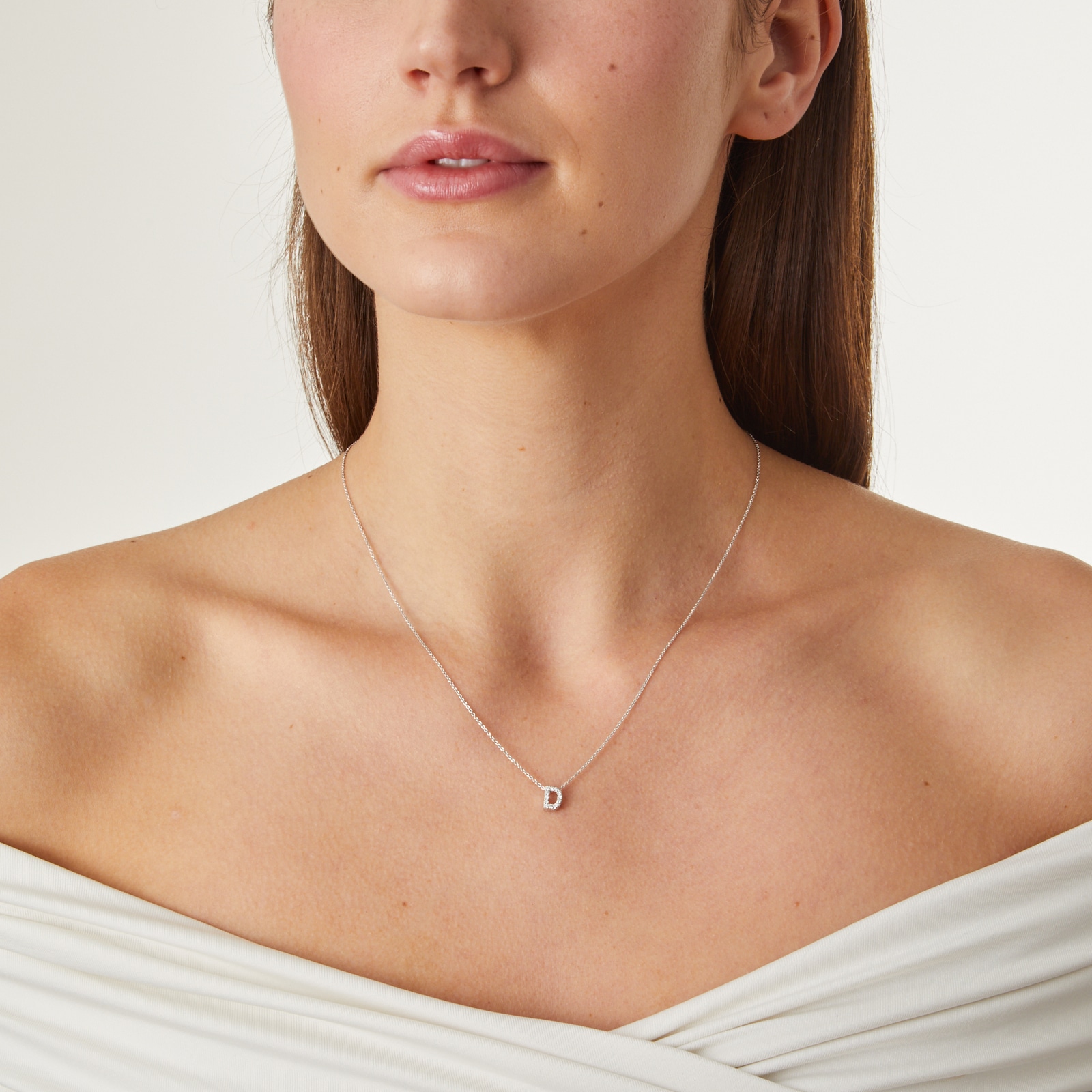 Roberto Coin 18k White Gold 0.06cttw Diamond Tiny Treasures Love Letter 'D' Necklace 18"