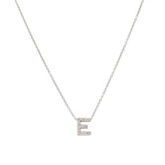 Roberto Coin 18k White Gold 0.06cttw Diamond Tiny Treasures Love Letter 'E' Necklace 18"