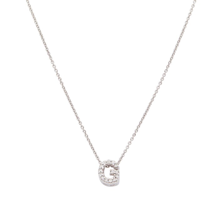 Roberto Coin 18k White Gold 0.06cttw Diamond Tiny Treasures Love Letter 'G' Necklace 18"