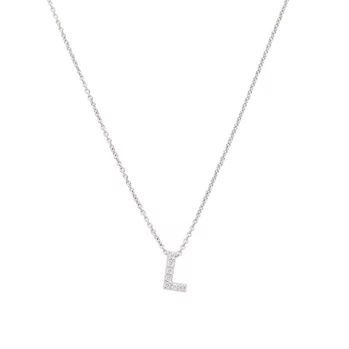 Roberto Coin 18k White Gold 0.03cttw Diamond Tiny Treasures Love Letter 'L' Necklace 18"