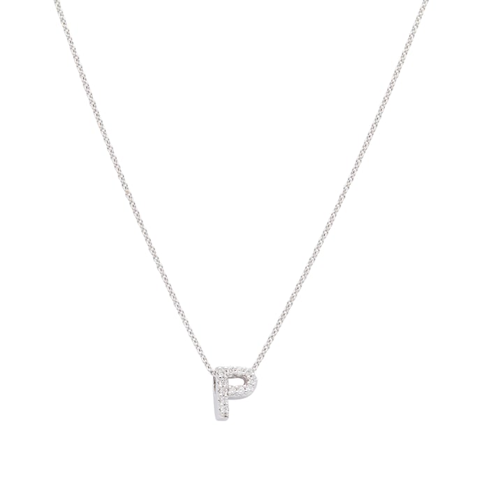 Roberto Coin 18k White Gold 0.05cttw Diamond Tiny Treasures Love Letter 'P' Necklace 18"