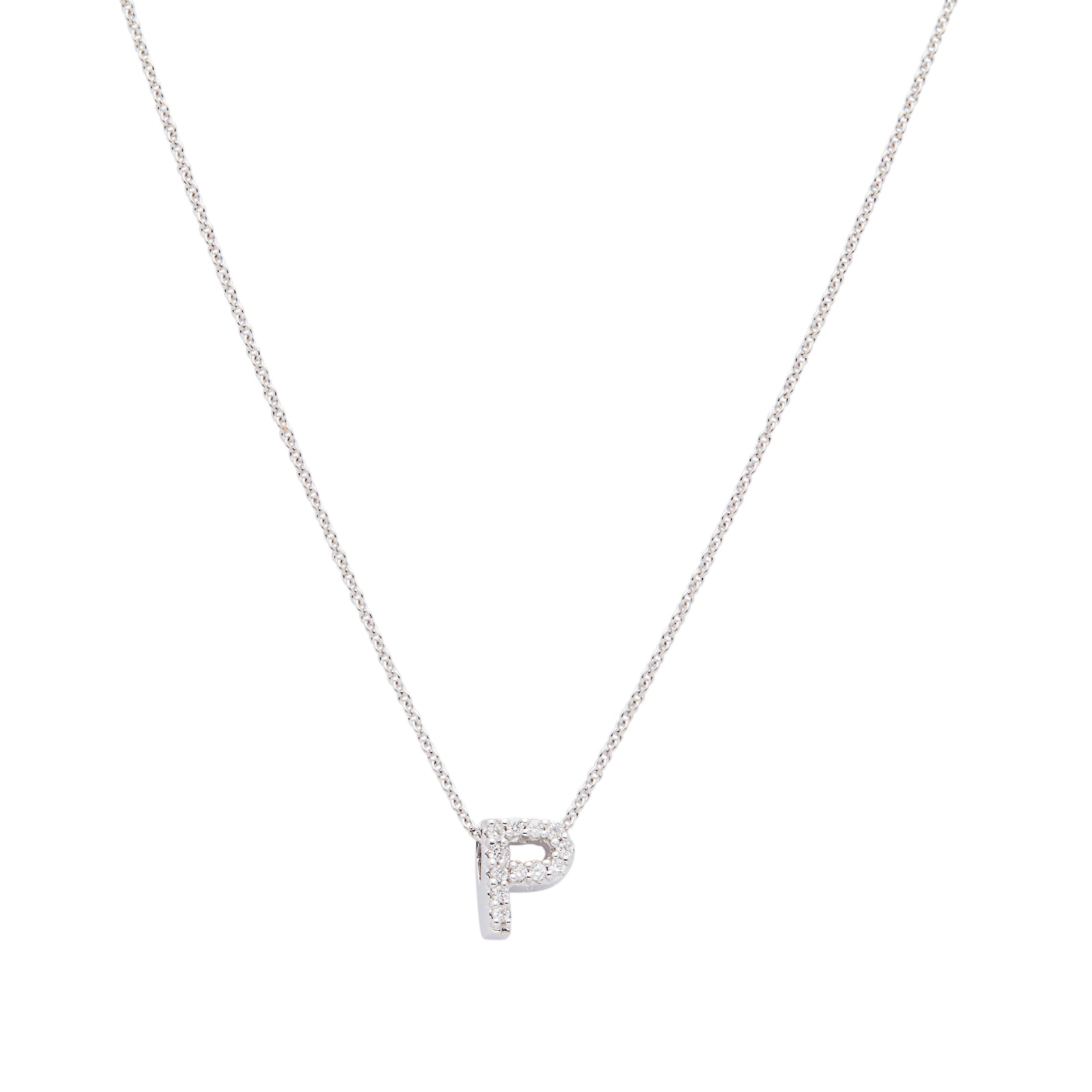 Roberto Coin 18k White Gold 0.05cttw Diamond Tiny Treasures Love Letter 'P' Necklace 18"