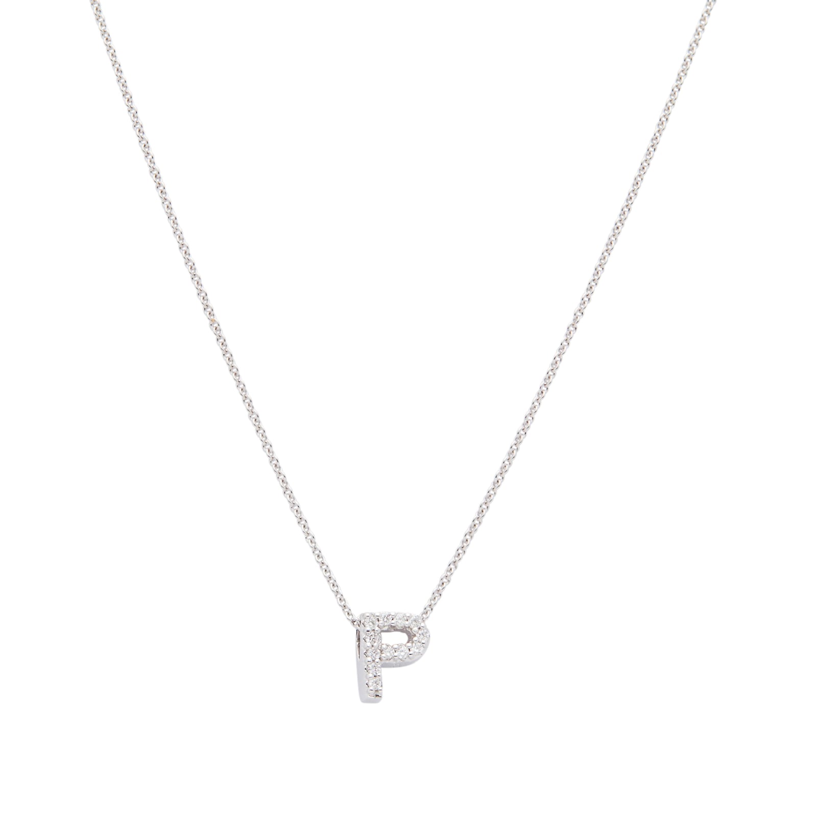Roberto Coin 18k White Gold 0.05cttw Diamond Tiny Treasures Love Letter 'P' Necklace 18"