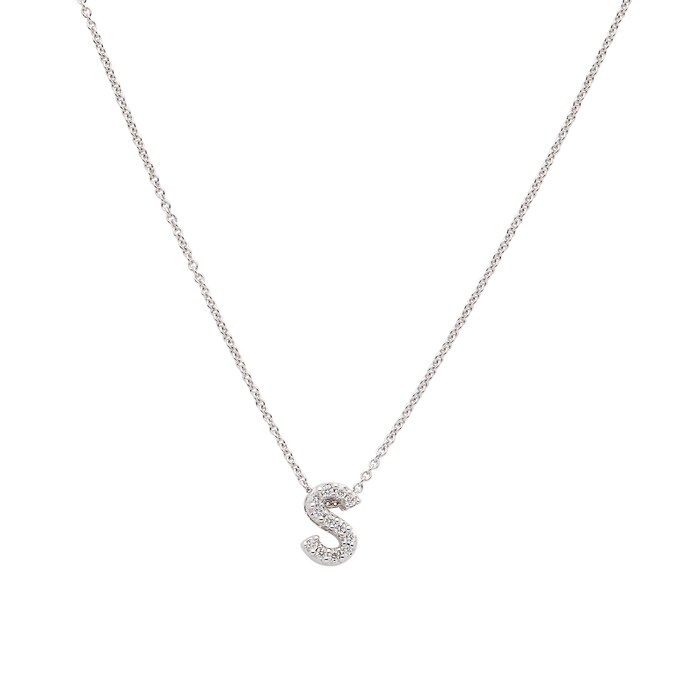 Roberto Coin 18k White Gold 0.05cttw Diamond Tiny Treasures Love Letter 'S' Necklace 18"