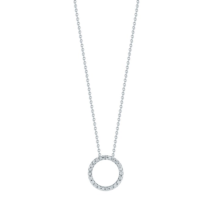 Roberto Coin 18k White Gold 0.09cttw Diamond Tiny Treasures Small Circle Necklace 18"