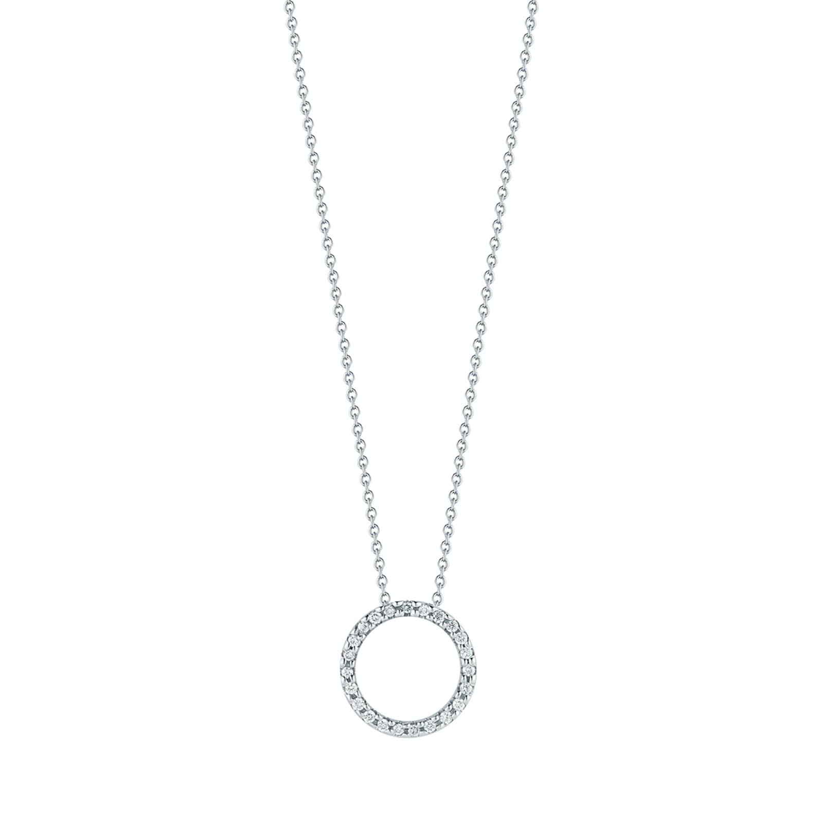 Roberto Coin 18k White Gold 0.09cttw Diamond Tiny Treasures Small Circle Necklace 18"