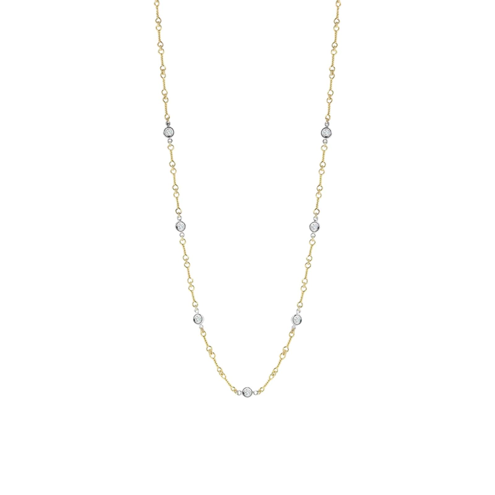 Roberto Coin 18K Yellow Gold Diamonds By The Inch Seven Station Dog Bone Necklace