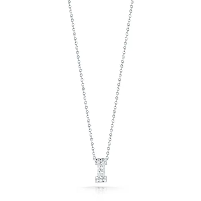 Roberto Coin 18K White Gold Tiny Treasures Diamond Love Letter I Necklace
