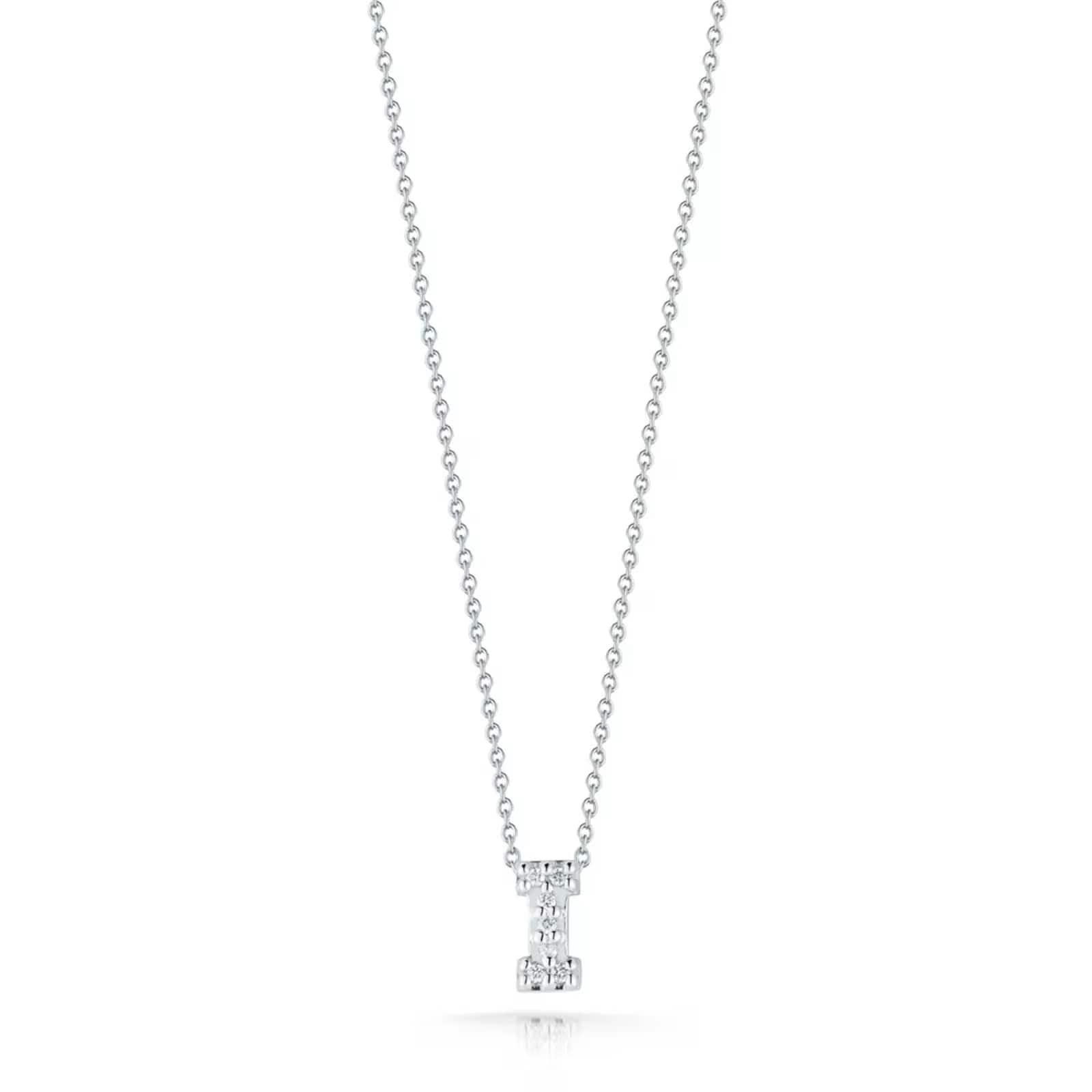 Roberto Coin 18K White Gold Tiny Treasures Diamond Love Letter I Necklace