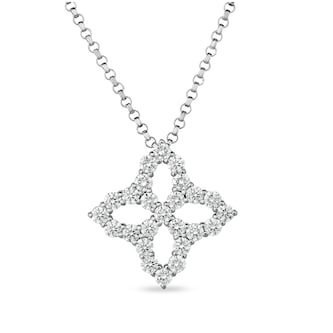 Roberto Coin 18k White Gold Princess Flower Medium Diamond Pendant 18" Roberto Coin 18k White Gold Princess Flower Medium Diamond Pendant 18"