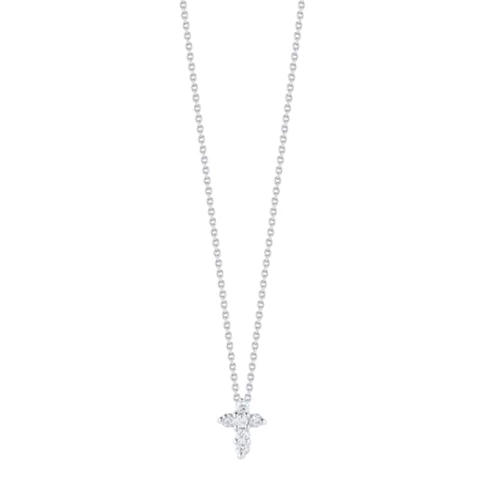 Roberto Coin 18k White Gold 0.11cttw Diamond Tiny Treasures Baby Cross Necklace 18"