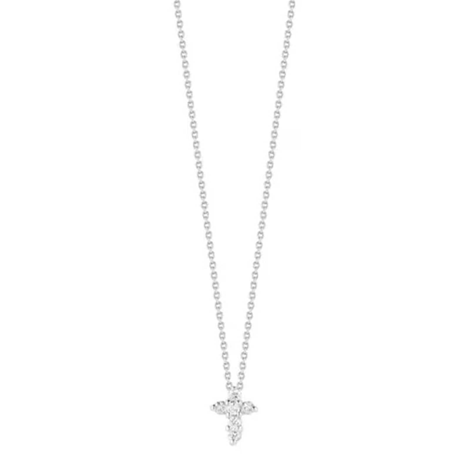 Roberto Coin 18k White Gold 0.11cttw Diamond Tiny Treasures Baby Cross Necklace 18"