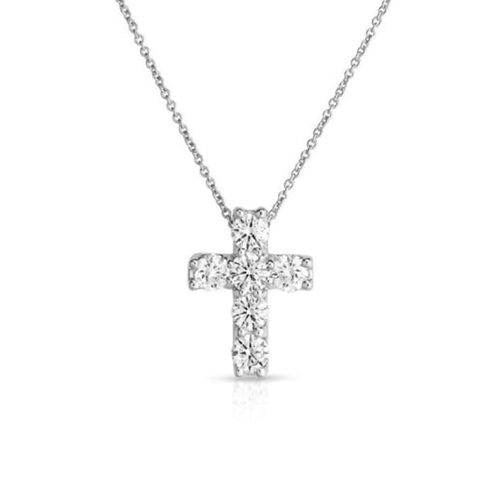 Roberto Coin 18K White Gold Tiny Treasures Diamond Square Cross Necklace