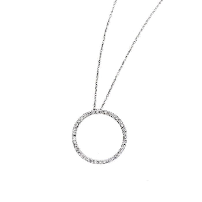 Roberto Coin 18k White Gold 0.24cttw Diamond Tiny Treasures Medium Circle Necklace 18"