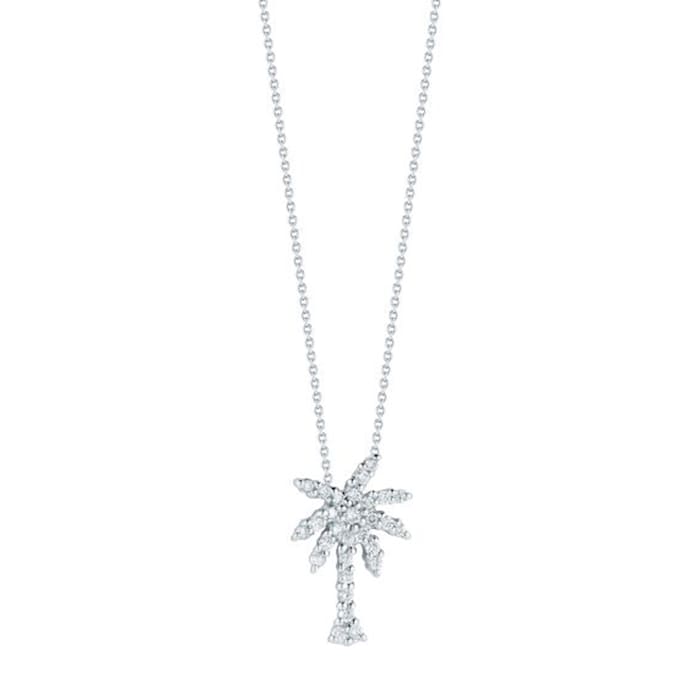 Roberto Coin 18k White Gold 0.17cttw Diamond Tiny Treasures Palm Tree Necklace 18"